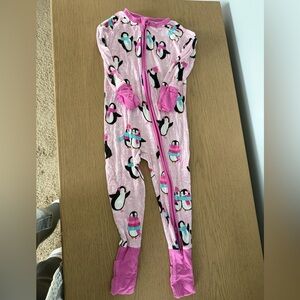 Little Sleepies Penguin Footie - Pink and Black